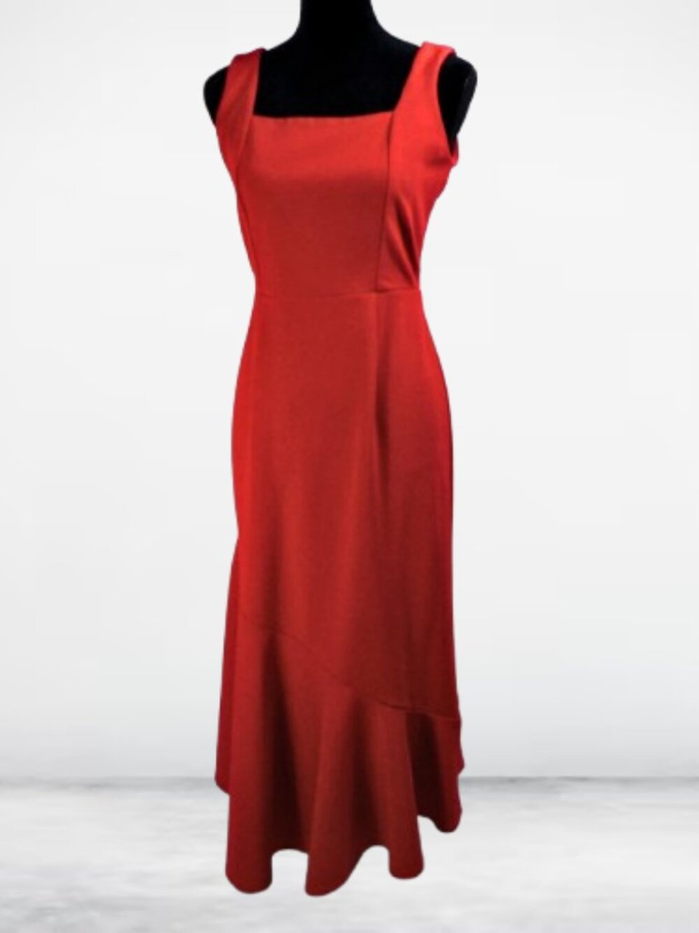 Sharagano Red Cocktail Dress Square Neck V back Sleeveless 8 Holiday Evening